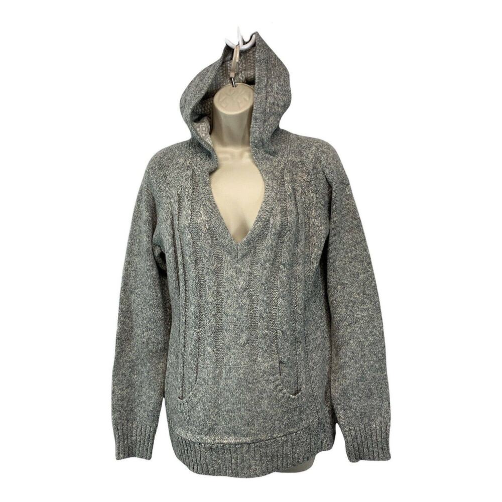 Maurices Womens Hoodie Ribbed Sweater Size Medium Long Sleeve Gray Knit